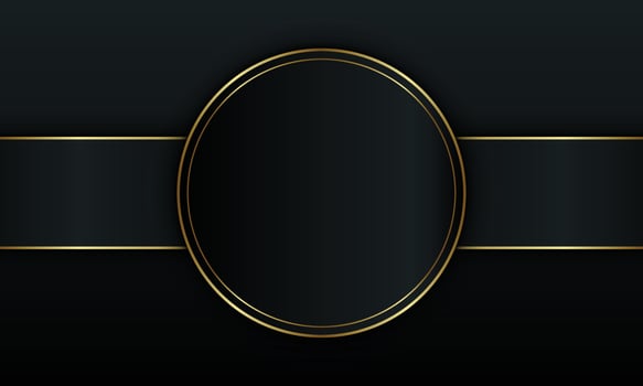 Abstract dark stripe and circle with golden line background. vector