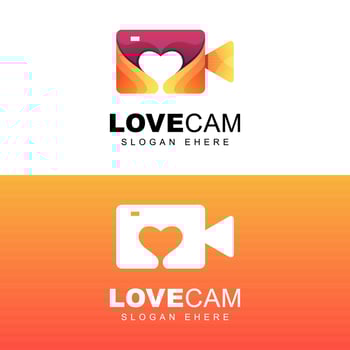 romantic cinema love logo. favorite camera symbol or logo. love film logo template vector
