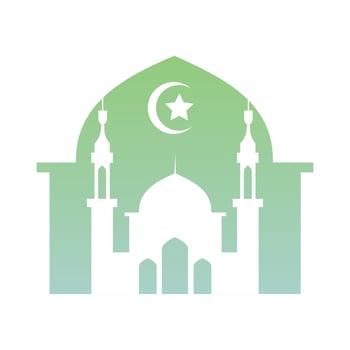 Mosque Vector Design with gradient background  and moon star flat free editable