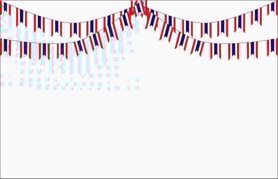 Thailand Bunting Flags Isolated on White Background. vector design illustration. Blue, white, red colors flags.