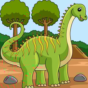 Diplodocus Dinosaur Colored Cartoon Illustration vector