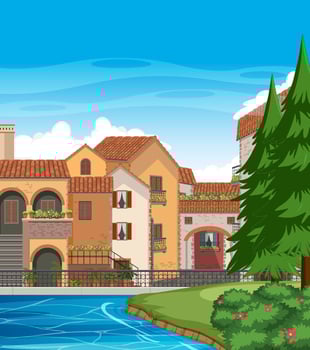 Italy town style house and building landscape vector