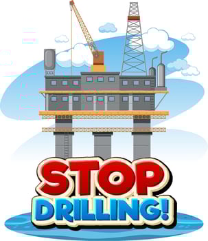 Stop drilling cartoon word logo design vector