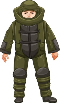 Man in army uniform on white background vector
