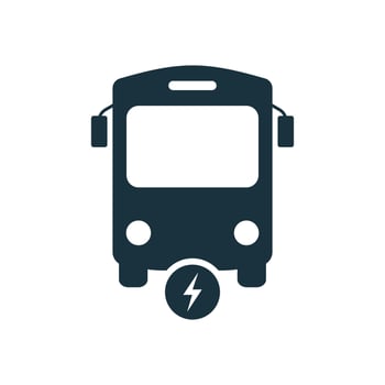 Electro Bus Silhouette Black Icon. Electronic Ecology Symbol. Electric Shuttle Pictogram. Alternative Eco Hybrid Transportation Icon. Ecological Vehicle Transport Sign. Isolated Vector Illustration.