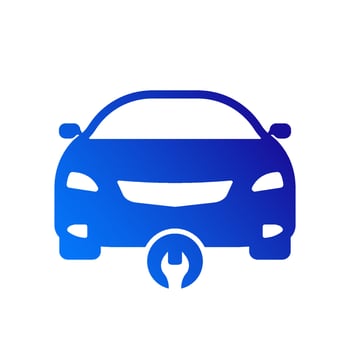 Car Fix Service Silhouette Icon. Auto Mechanic Maintenance Glyph Pictogram. Automotive Repair Concept with Wrench Icon. Vehicle Transportation Technology Assistance. Isolated Vector Illustration.