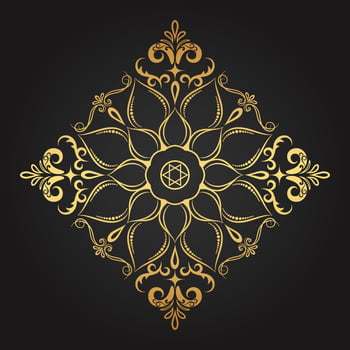 Vintage floral ornament border, Hand drawn decorative element, vector illustration of gold floral frame with black background, Retro design template for page decoration cards, wedding, banner