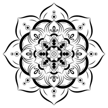 Circle flower of mandala with vintage floral style, Vector mandala Oriental pattern, Hand drawn decorative element. Unique design with petal flower. Concept relax and meditation use for page logo book