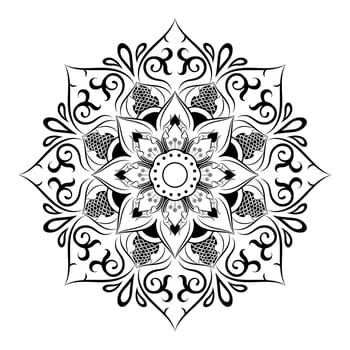 Circle flower of mandala with vintage floral style, Vector mandala Oriental pattern, Hand drawn decorative element. Unique design with petal flower. Concept relax and meditation use for page logo book