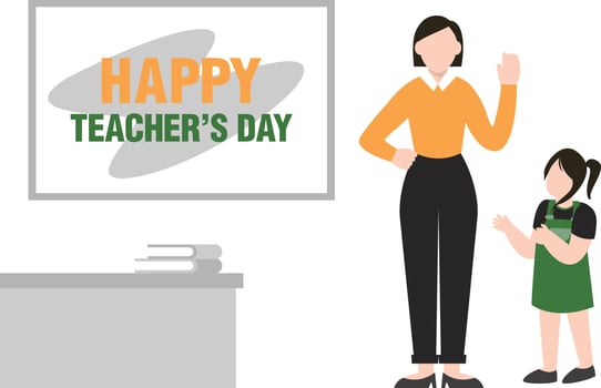 The student and teacher are standing. vector