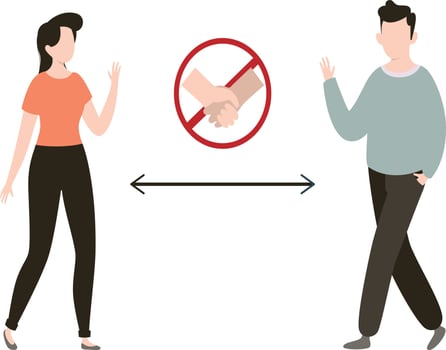 Keep distance and no shakehands in pandemic situation. vector