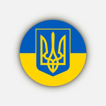 Ukraine Coat of Arms On Flag. Vector illustration.