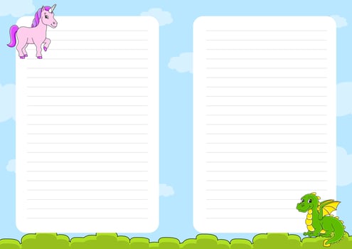 Colored sheet template for notes. Paper page for journal, notebook, diary, letters, schedule, organizer. vector