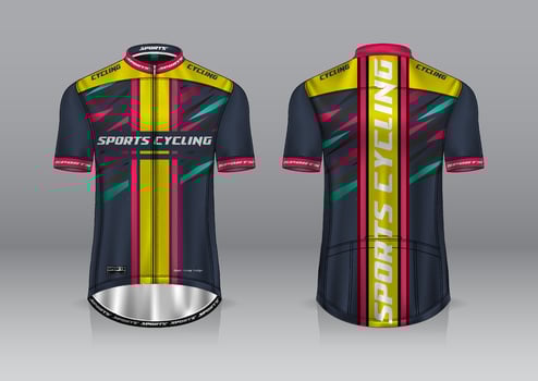 jersey design for cycling, front and back view, and easy to edit and print on fabric, sportswear for cycling teams vector