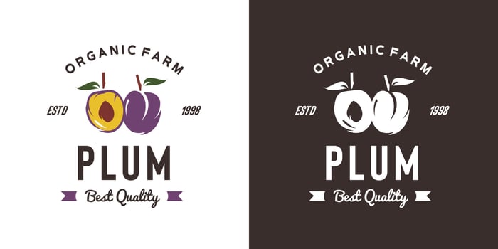 vintage plum fruit logo illustration suitable for fruit shop and fruit farm vector