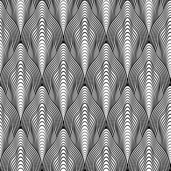 Black and White Abstract Line Art Vector Seamless Pattern