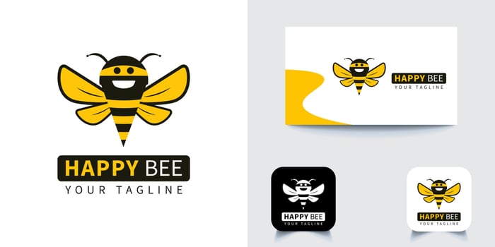 Happy Bee Logo Design Template vector