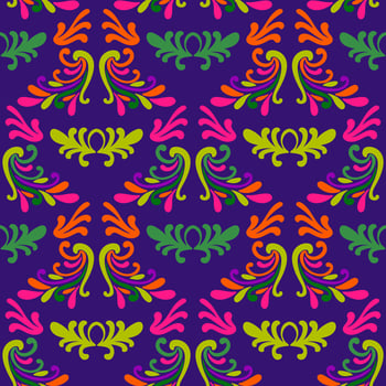 Colorful floral damask seamless pattern with curls, swirls. Curly background. vector