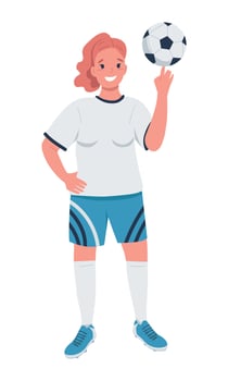 Professional female football player semi flat color vector character
