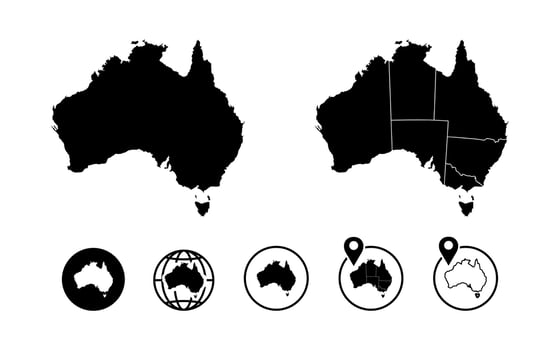 Australian maps. Set of map Australia vector design illustration. Australian country map design. Australian country map icon on white background.