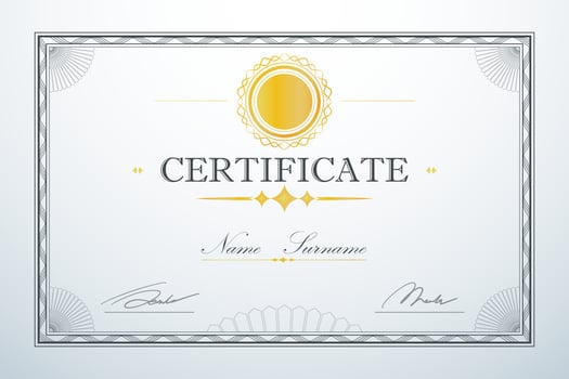 Vintage retro luxury design. Certification card frame template. Vector illustration