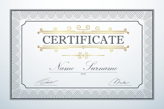 Certificate card frame template guide design. Retro vector