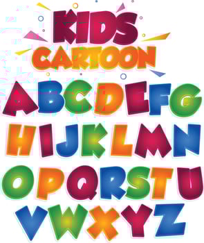 kids colourful cartoon fonts alphabets Capital vector