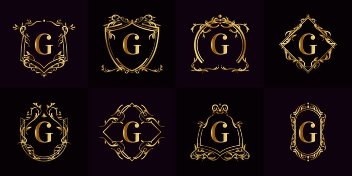 Collection of Logo initial G with luxury ornament or flower frame vector