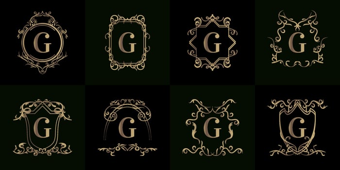 Collection of Logo initial G with luxury ornament or flower frame vector