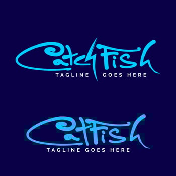 Catch fish or Cat fish wordmark logo set. vector