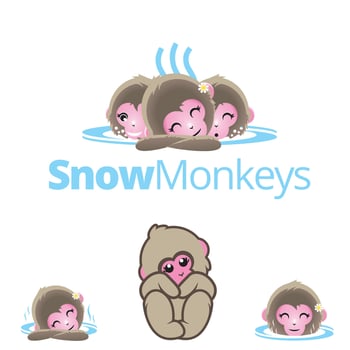 Snow Monkeys or Japanese Macaque character designs for logo, brand, merchandise vector