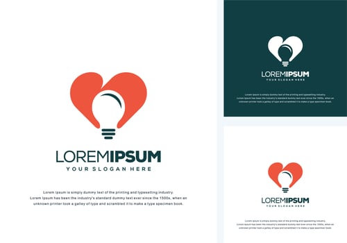 abstract love and bulb logo design vector