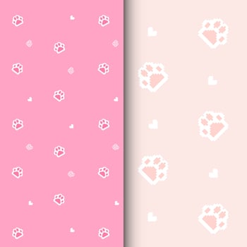 seamless pattern with cute cat foot vector