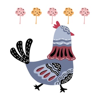 Chicken pattern design collection in doodle style vector