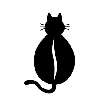 Big Black Cat and Bean Coffee Logo Vector Design