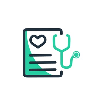 Simple and modern style flat design health check icon isolated on a white background. Health check symbol with stethoscope for web and mobile apps. Vector illustration