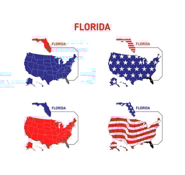 Florida map with usa flag design illustration vector