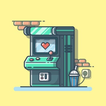 Arcade Machine With Soda Cartoon Vector Icon Illustration.  Recreation Technology Icon Concept Isolated Premium  Vector. Flat Cartoon Style