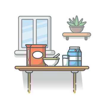 Breakfast Time Cartoon Vector Icon Illustration. Food And  Drink Icon Concept Isolated Premium Vector. Flat Cartoon  Style