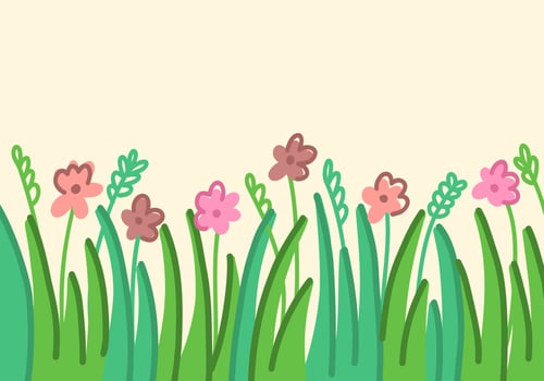 Abstract horizontal modern background with a field of grass and flowers vector