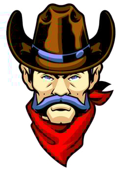 cowboy head mascot with bandana vector