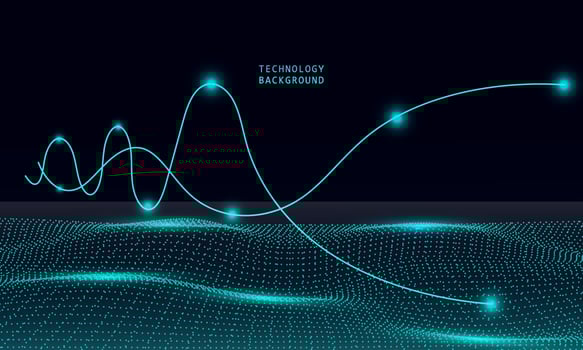 abstract wave technology background with blue light smooth and flow. vector