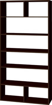 Dark brown bookshelf vector illustration