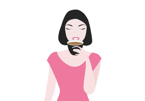 Woman drinking coffee vector illustration