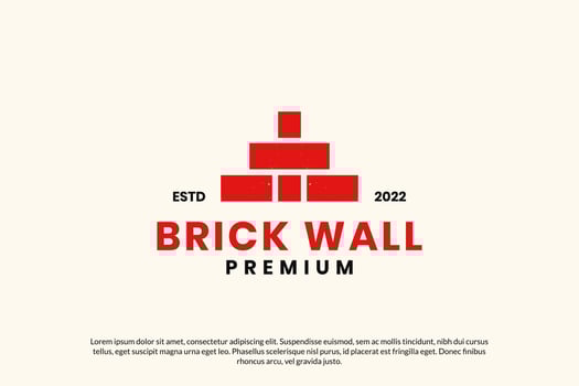 Flat rustic brick wall logo design vector