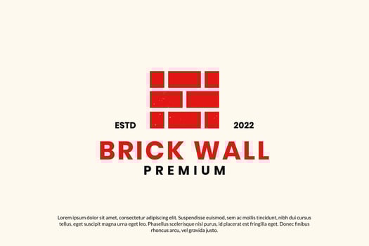 Flat rustic brick wall logo design vector
