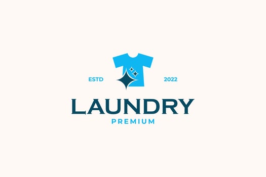 Flat laundry house logo design vector template illustration