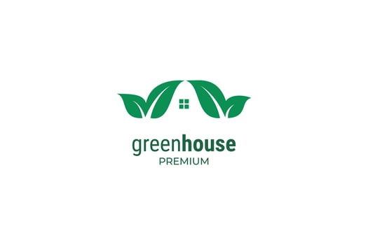 Flat green house logo design vector template
