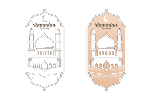 Ramadan kareem vector design illustration monoline or line art style