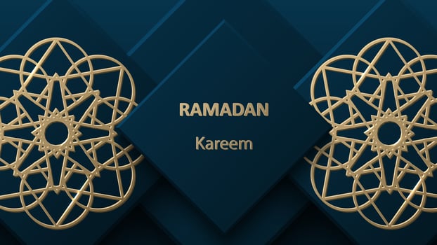 Creative modern design with geometric arabic gold pattern on textured background. Islamic holy holiday Ramadan Kareem.Vector vector